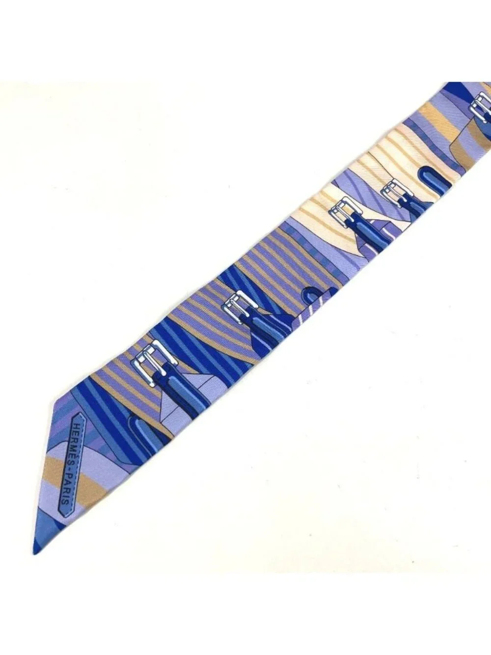 Hermes Scarf Twilly Tiri Silk Blue - Picture 2 of 9